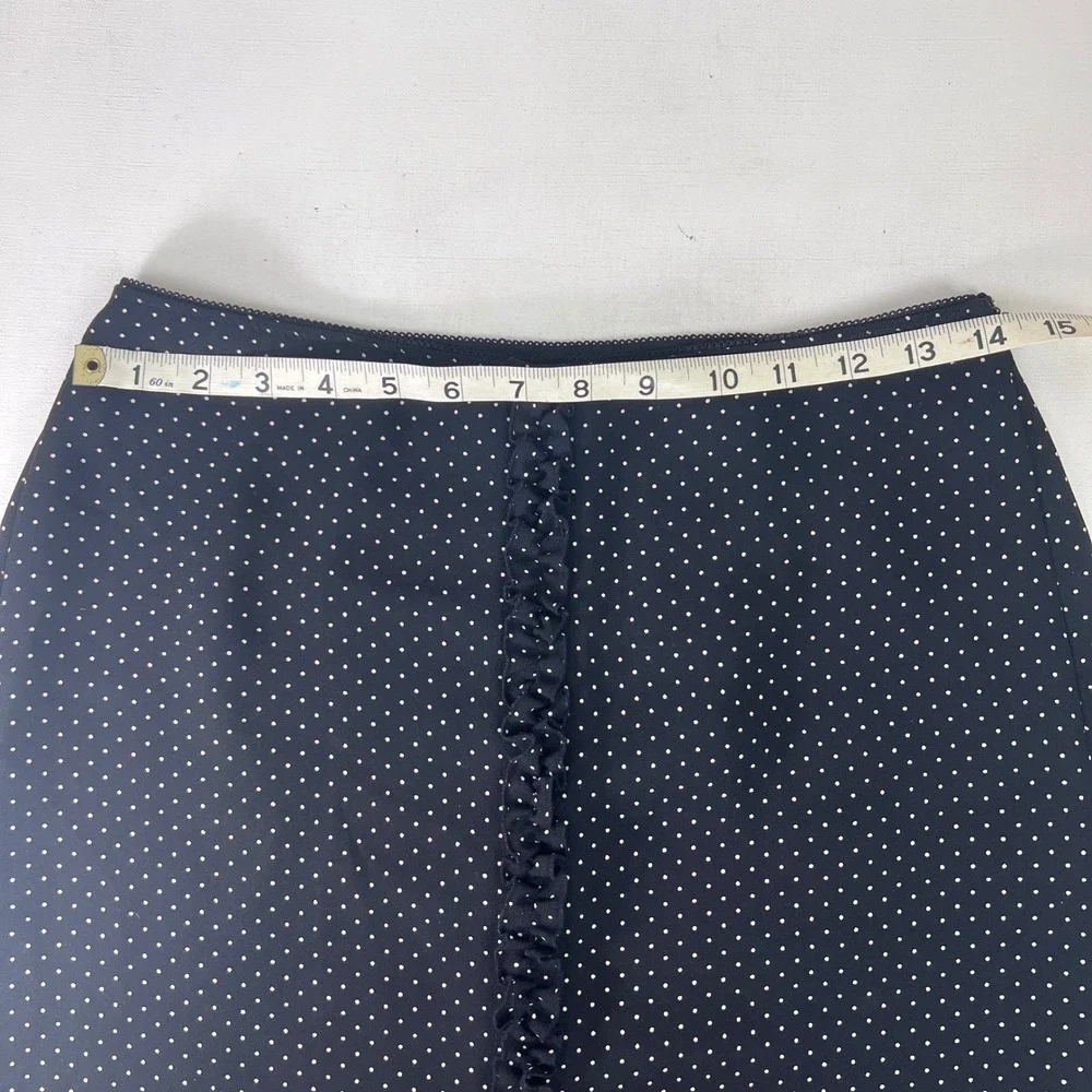 Ann Taylor LOFT Polka Dot Skirt Ruffle Trim Black White Size‎ 4 Career Classic